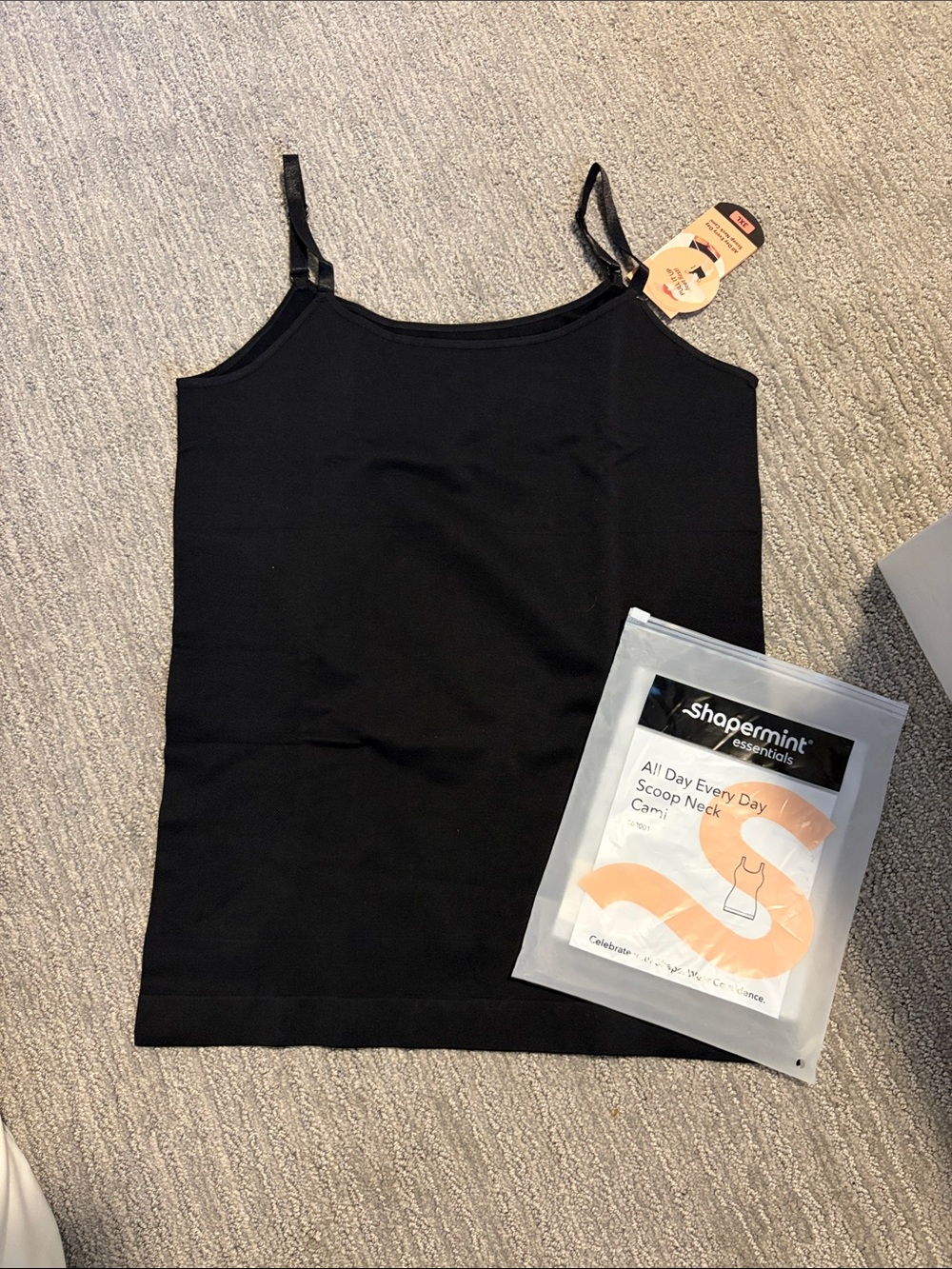 NWT. Shapermint Black Scoop Neck Camisole Tank